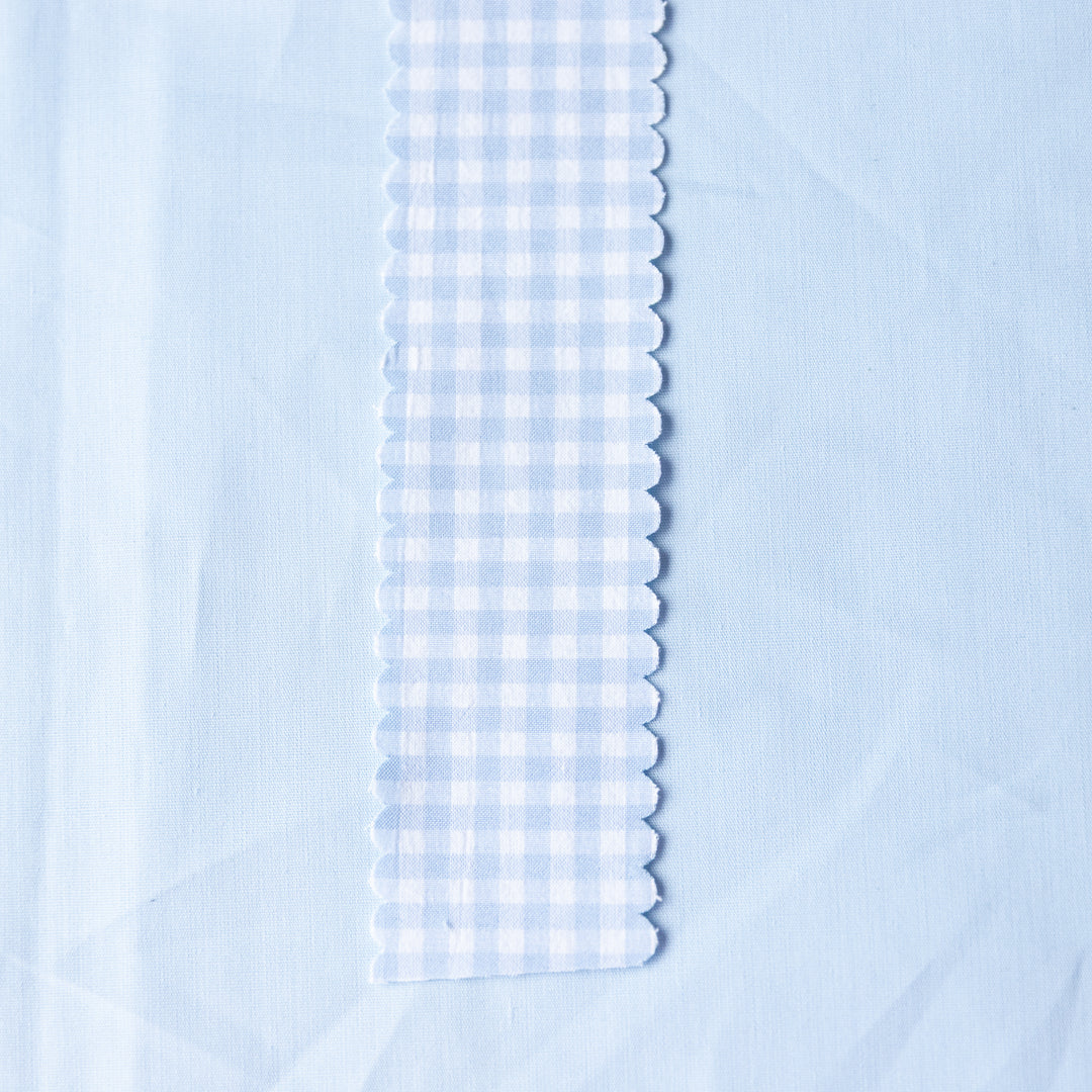 Light Blue Gingham Scallop Edge Ribbon