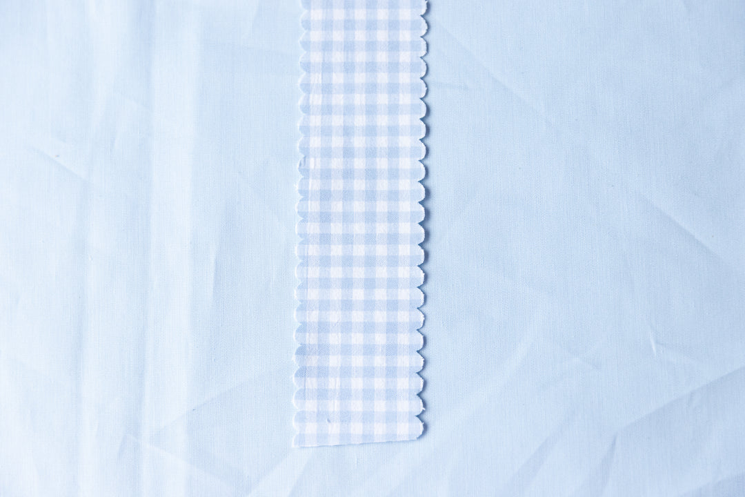 Light Blue Gingham Scallop Edge Ribbon