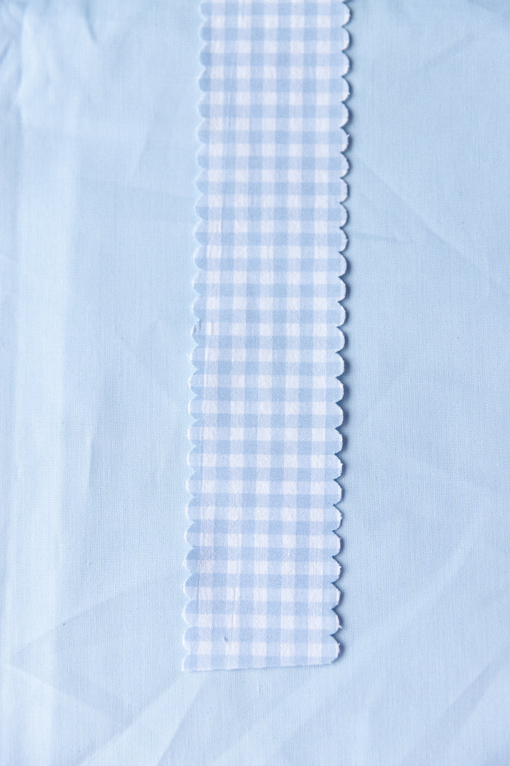 Light Blue Gingham Scallop Edge Ribbon
