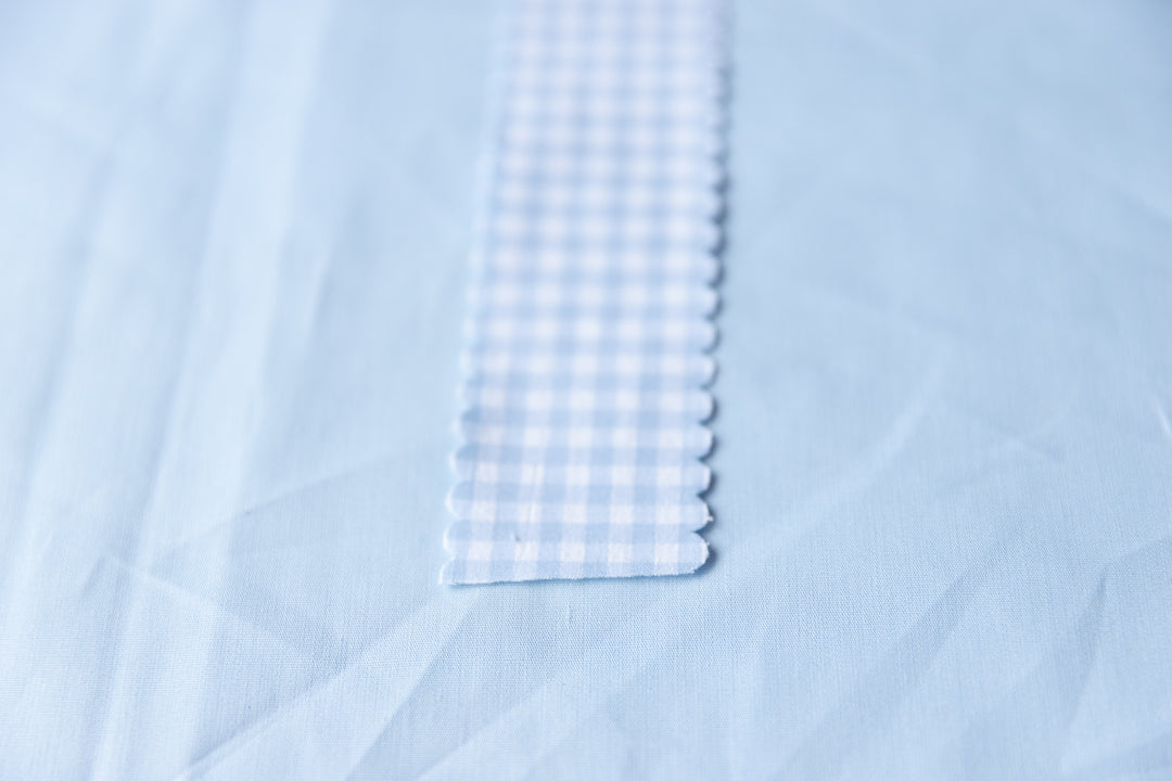 Light Blue Gingham Scallop Edge Ribbon
