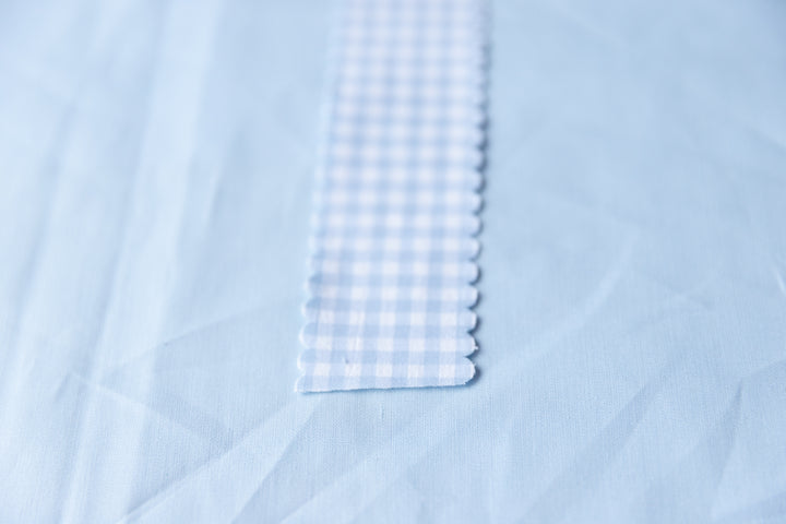 Light Blue Gingham Scallop Edge Ribbon
