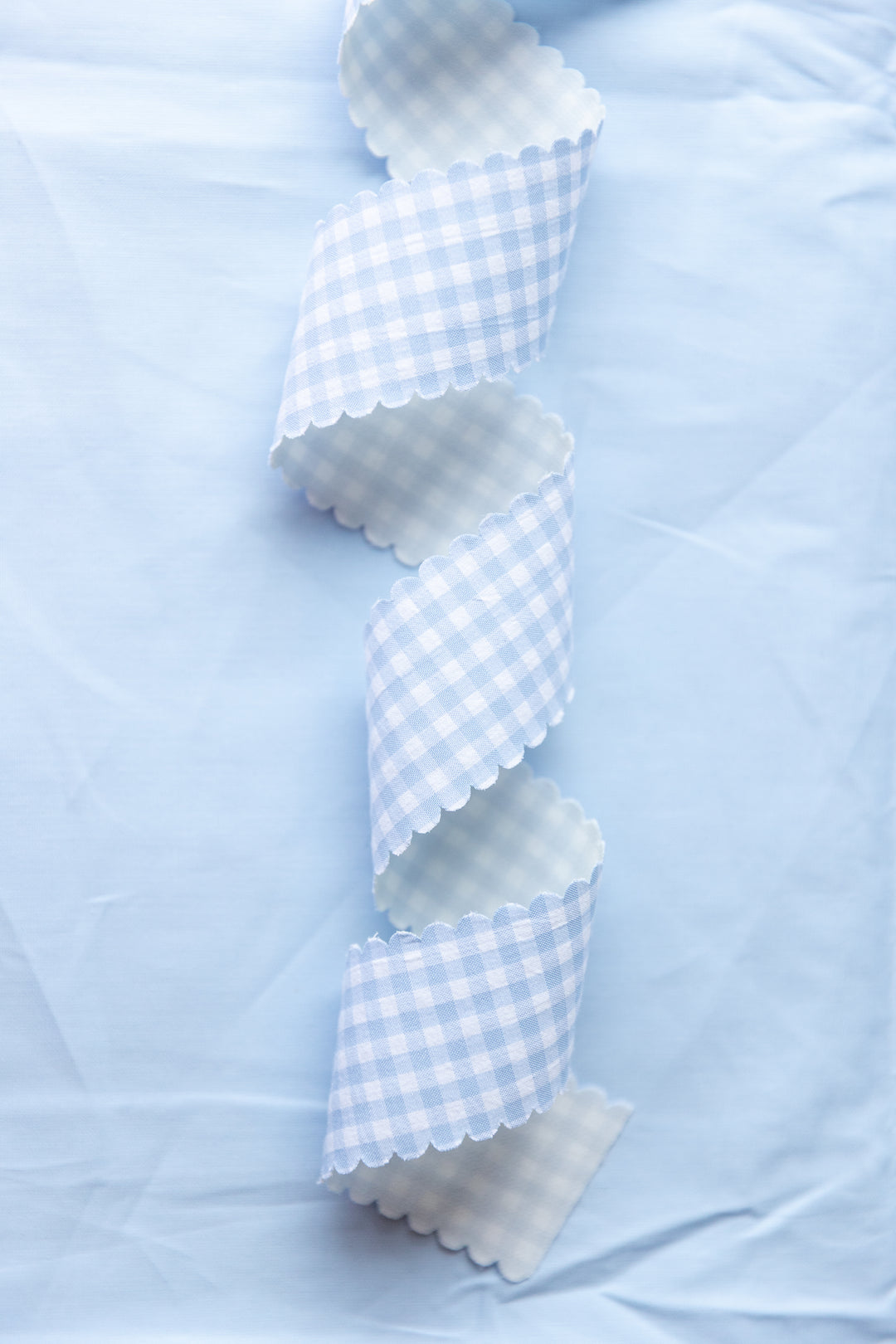 Light Blue Gingham Scallop Edge Ribbon