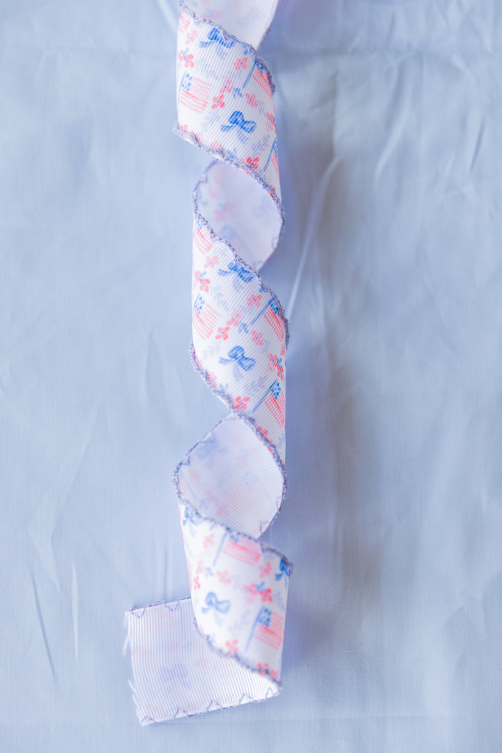 Patriotic Scallop Edge Preppy Ribbon