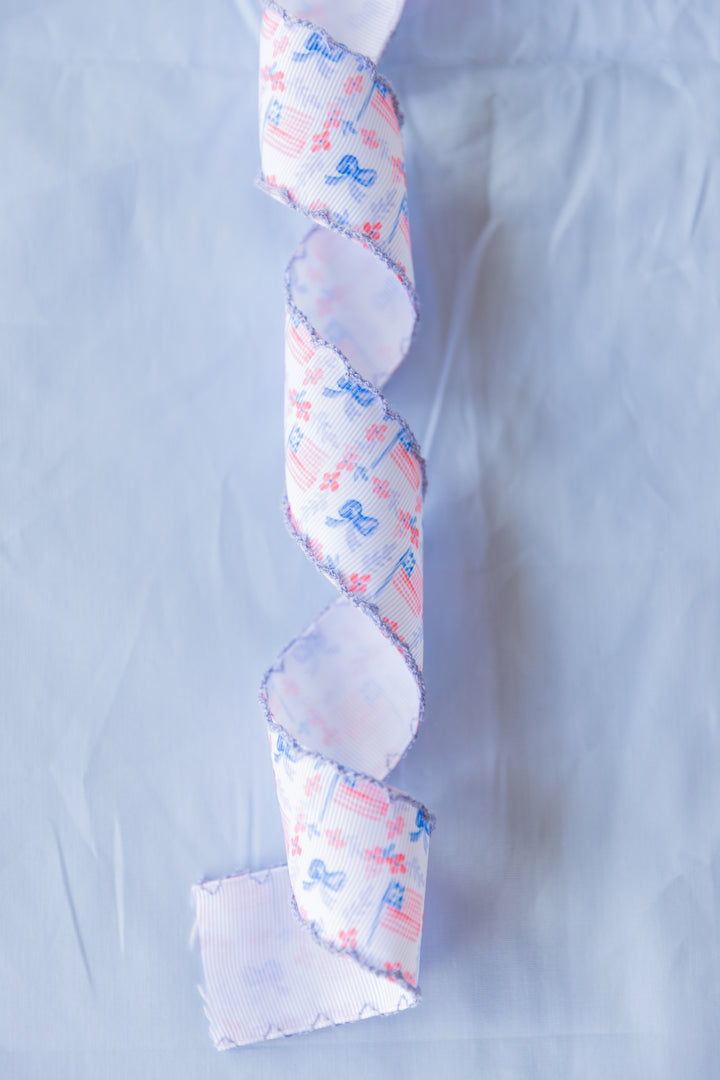 Patriotic Scallop Edge Preppy Ribbon