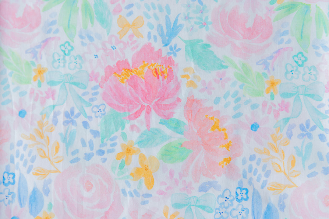 Preppy Watercolor Floral Cotton Poplin