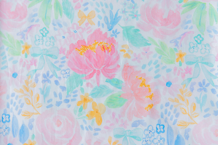 Preppy Watercolor Floral Cotton Poplin