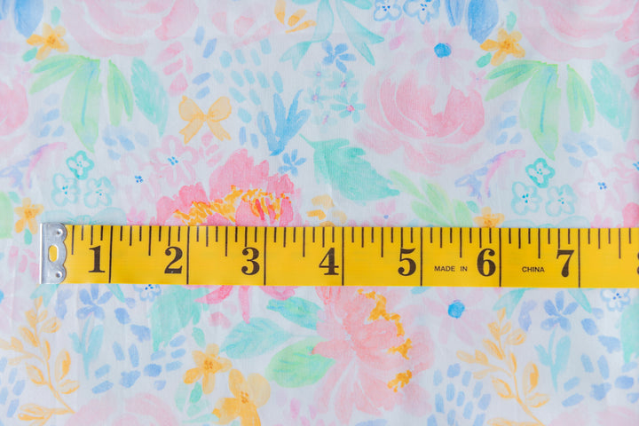 Preppy Watercolor Floral Cotton Poplin