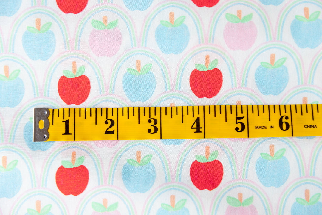 Pastel Rainbow Apples Cotton Poplin