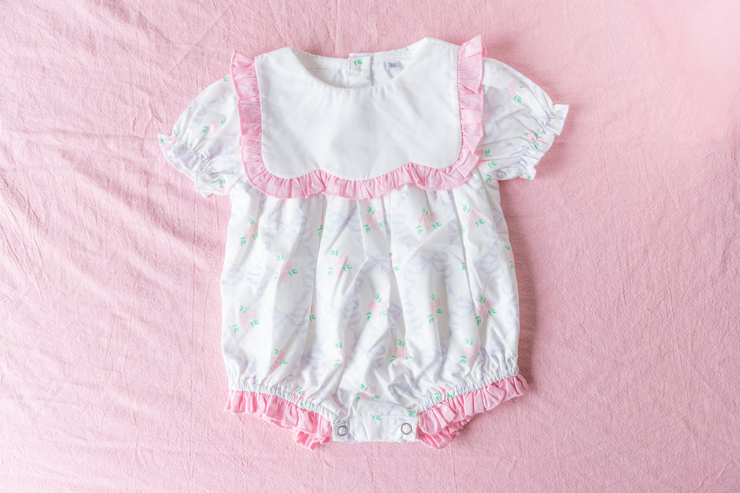 Blush Bow &amp; Rose Woven Bubble