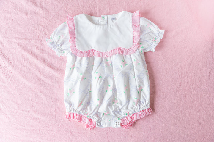 Blush Bow &amp; Rose Woven Bubble