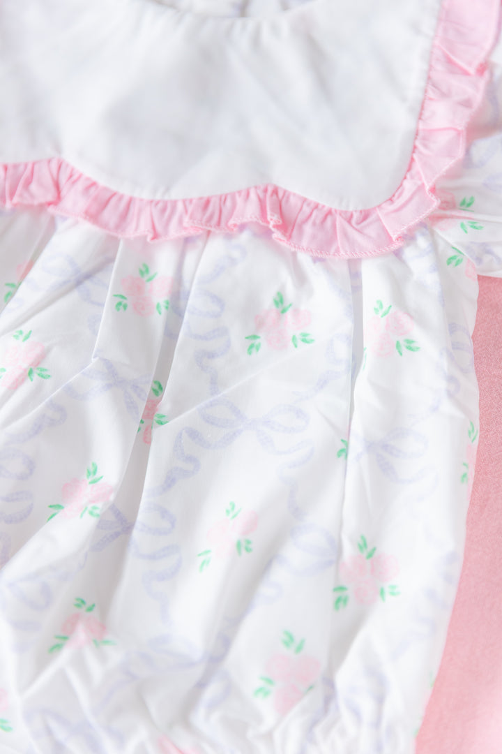 Blush Bow &amp; Rose Woven Bubble