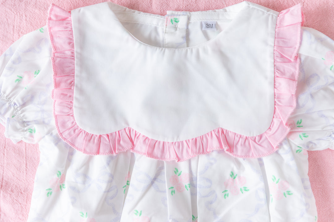 Blush Bow &amp; Rose Woven Bubble