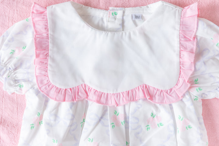 Blush Bow &amp; Rose Woven Bubble