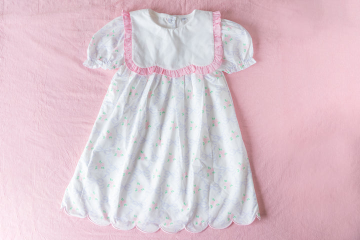 Blush Bow &amp; Rose Woven Dress