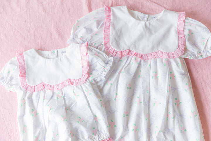 Blush Bow &amp; Rose Woven Dress