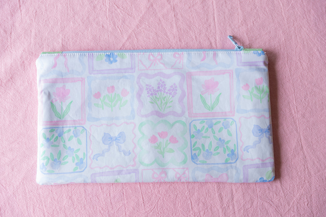 Patchwork Green Polkadot Zipper Pouch