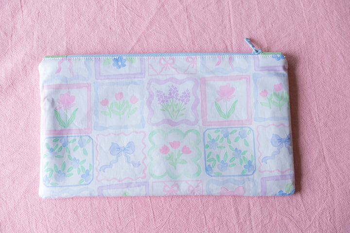 Patchwork Green Polkadot Zipper Pouch