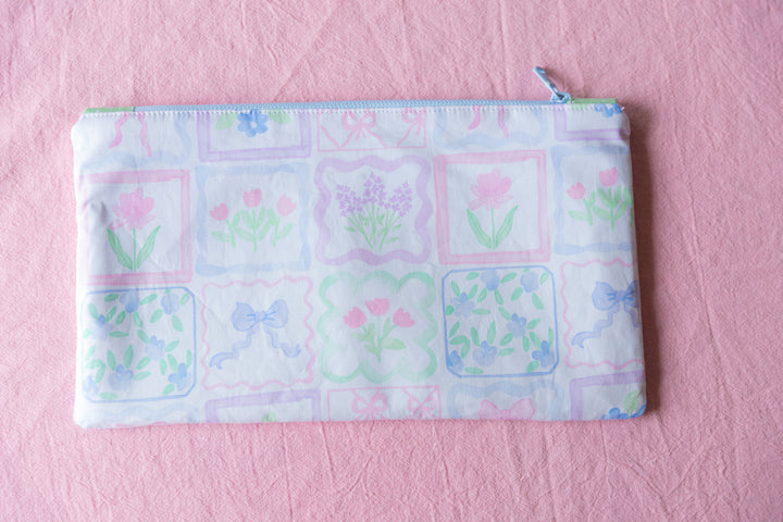 Patchwork Green Polkadot Zipper Pouch