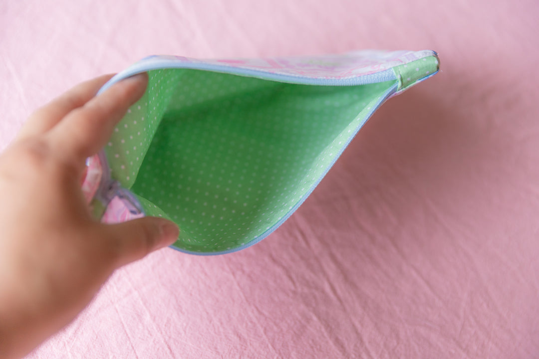 Patchwork Green Polkadot Zipper Pouch