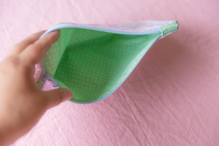 Patchwork Green Polkadot Zipper Pouch