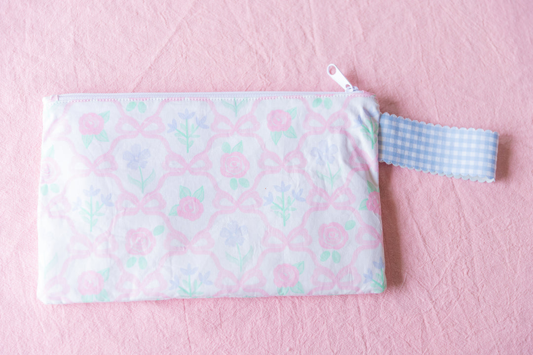 Preppy Floral Ribbonerie Zipper Pouch