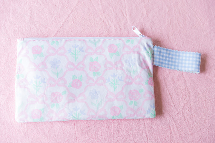 Preppy Floral Ribbonerie Zipper Pouch