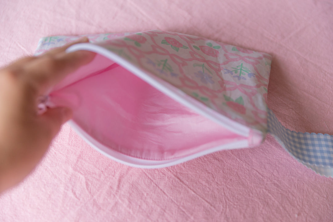 Preppy Floral Ribbonerie Zipper Pouch