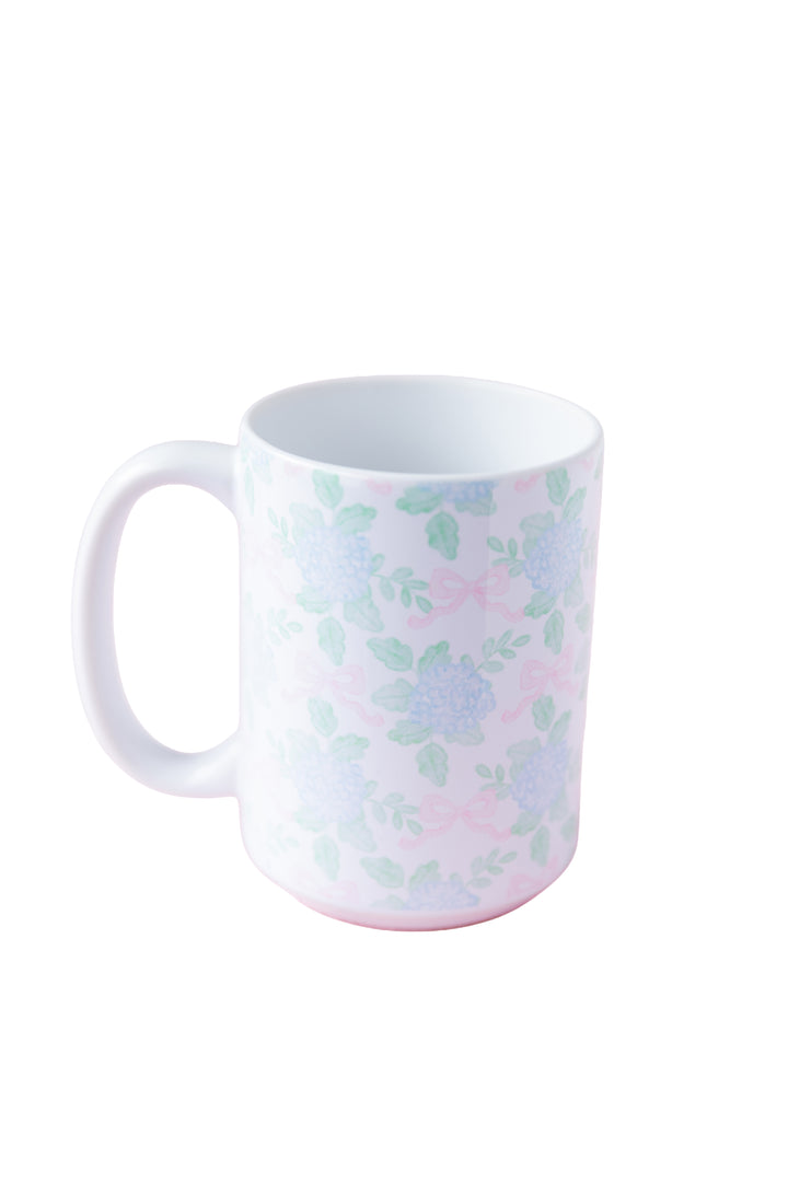 Grandmillennial Hydrangea &amp; Bow Mug 15 oz