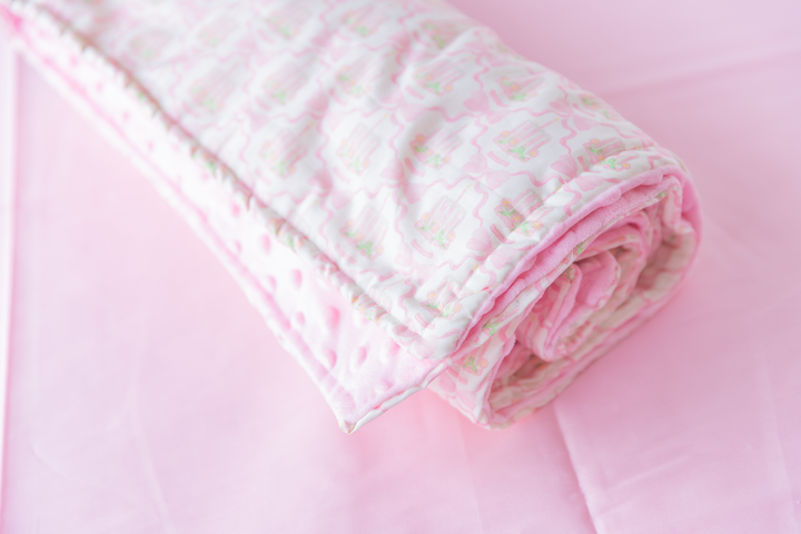 Pink Birthday Cake Minky Dot Baby Blanket
