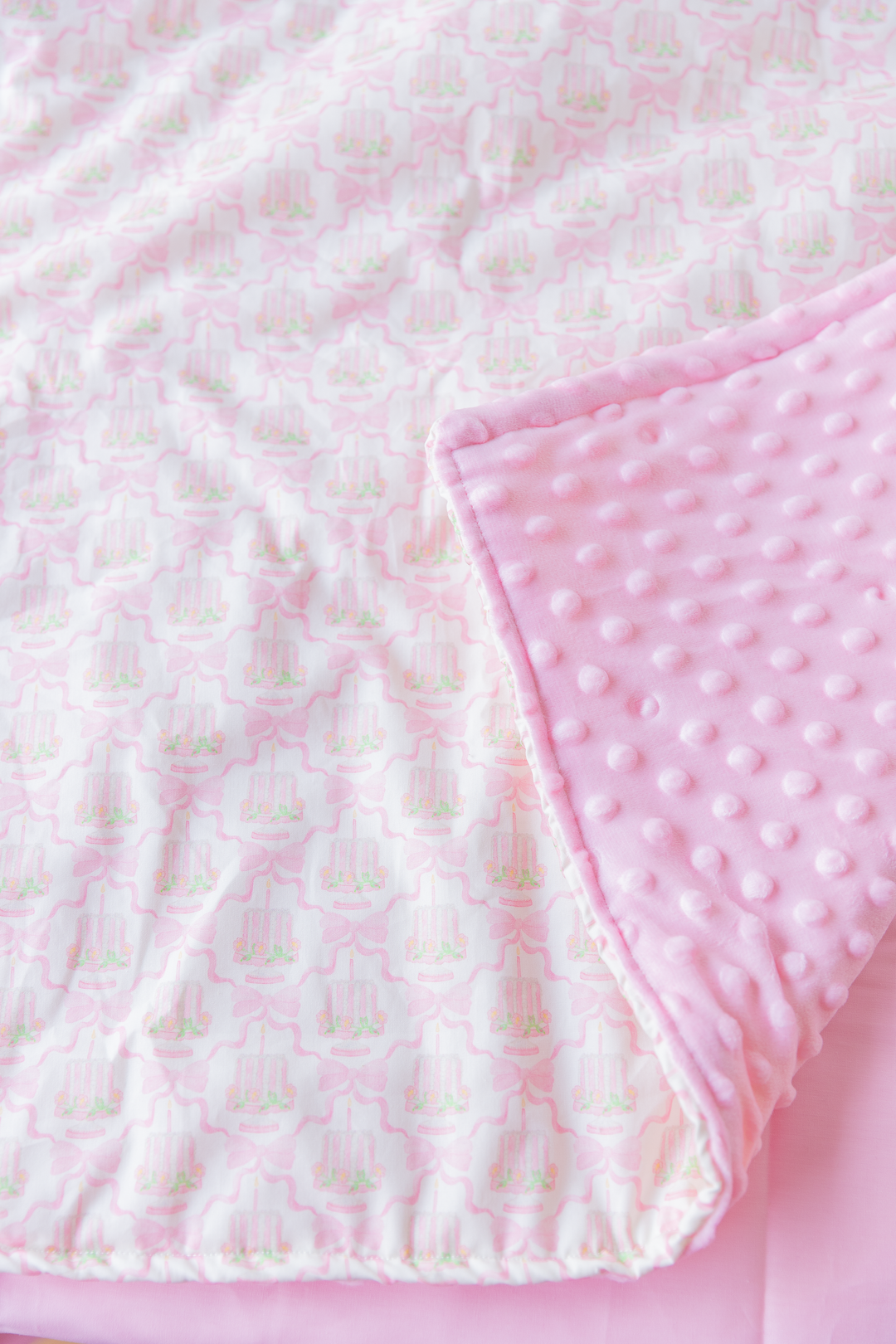 Pink Birthday Cake Minky Dot Baby Blanket