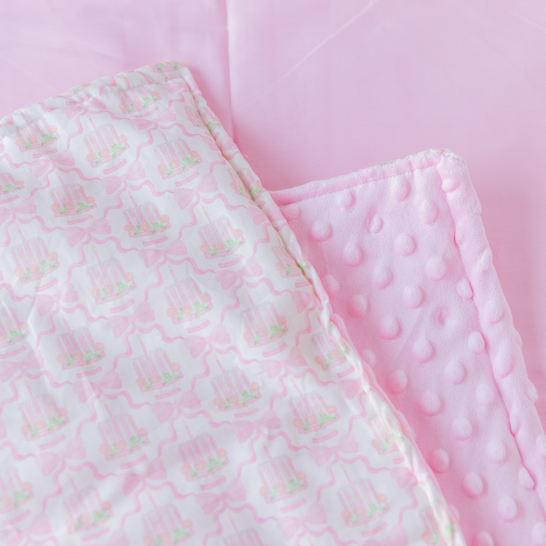 Pink Birthday Cake Minky Dot Baby Blanket