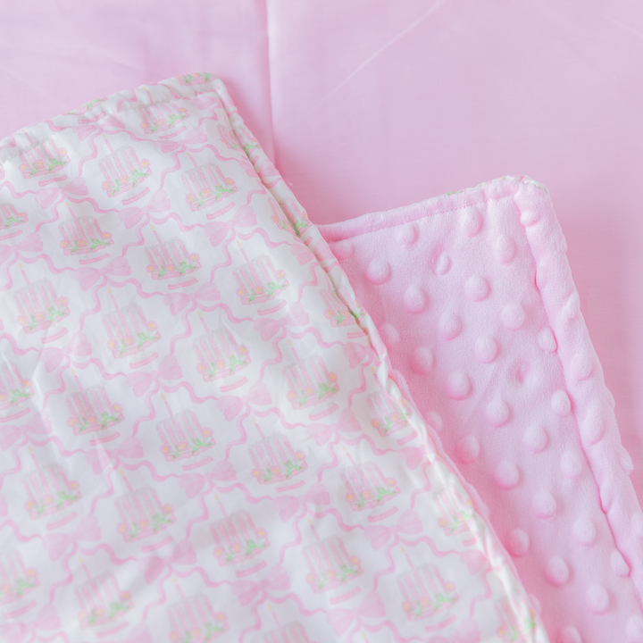 Pink Birthday Cake Minky Dot Baby Blanket