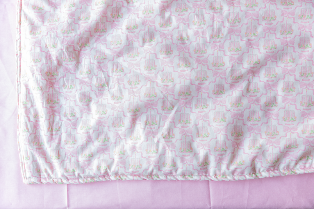 Pink Birthday Cake Minky Dot Baby Blanket