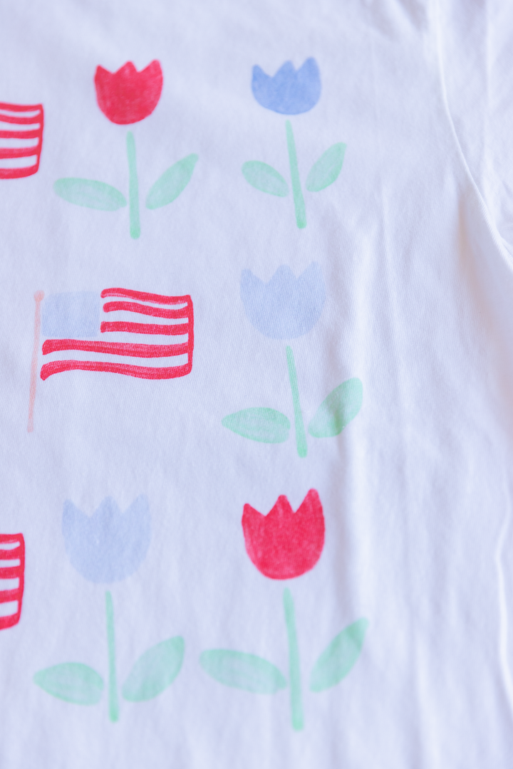 Patriotic Tulip T-Shirt — American Flag Floral Tee
