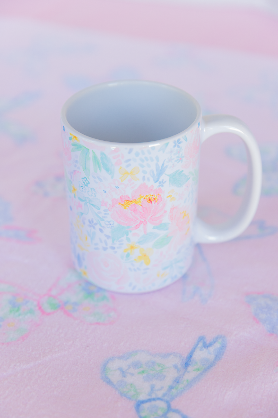 Pastel Peony Garden Ceramic Mug 15oz