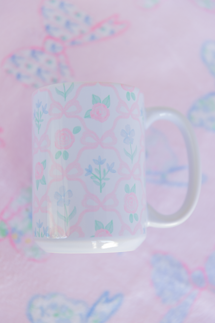 Pastel Ribbonerie Floral Mug 15 oz