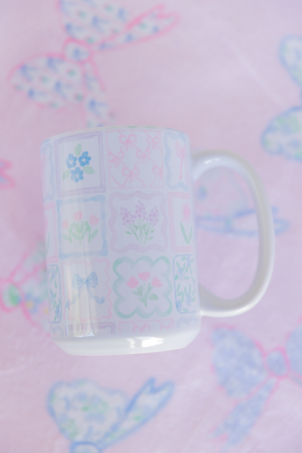 Preppy Patchwork Floral Mug 15 oz