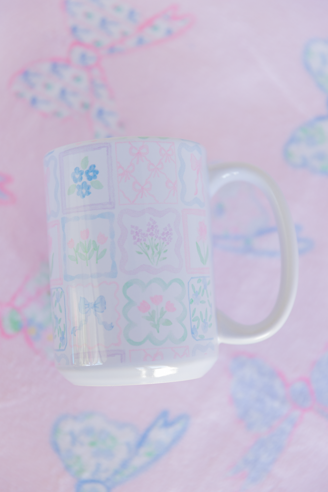Preppy Patchwork Floral Mug 15 oz