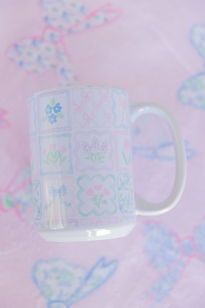 Preppy Patchwork Floral Mug 15 oz