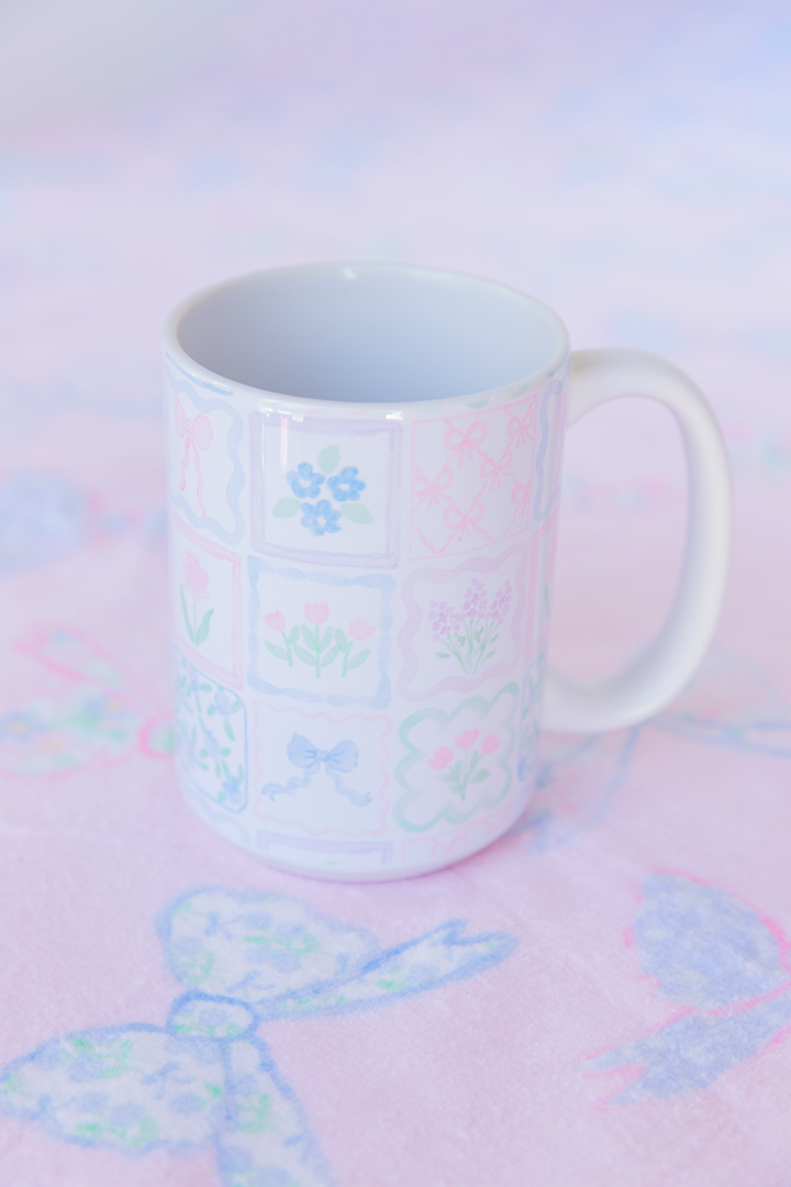 Preppy Patchwork Floral Mug 15 oz