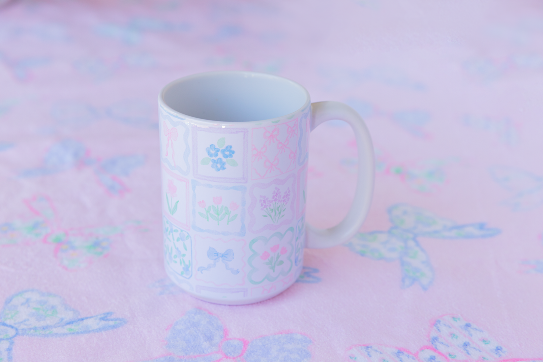 Preppy Patchwork Floral Mug 15 oz