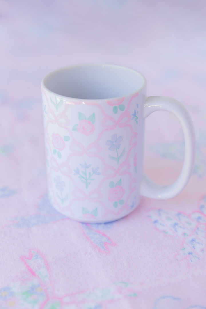 Pastel Ribbonerie Floral Mug 15 oz