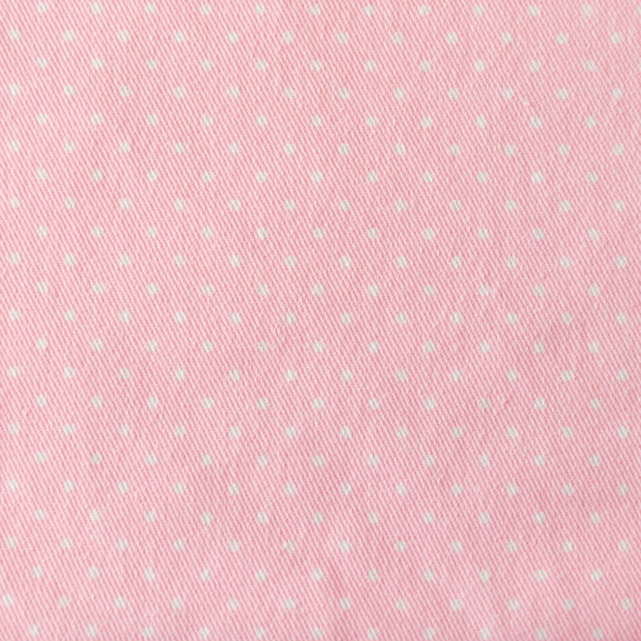 Pink Polka Dot Cotton Twill Fabric | Long Twill Panel