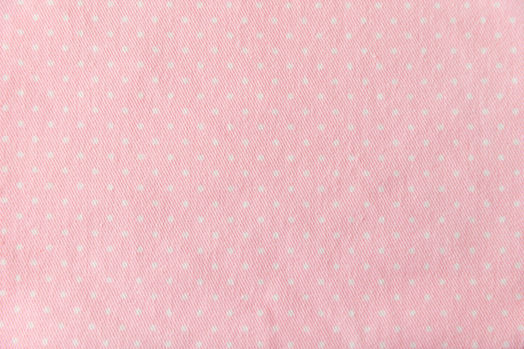 Pink Polka Dot Cotton Twill Fabric | Long Twill Panel