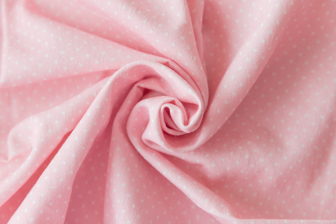 Pink Polka Dot Cotton Twill Fabric | Long Twill Panel