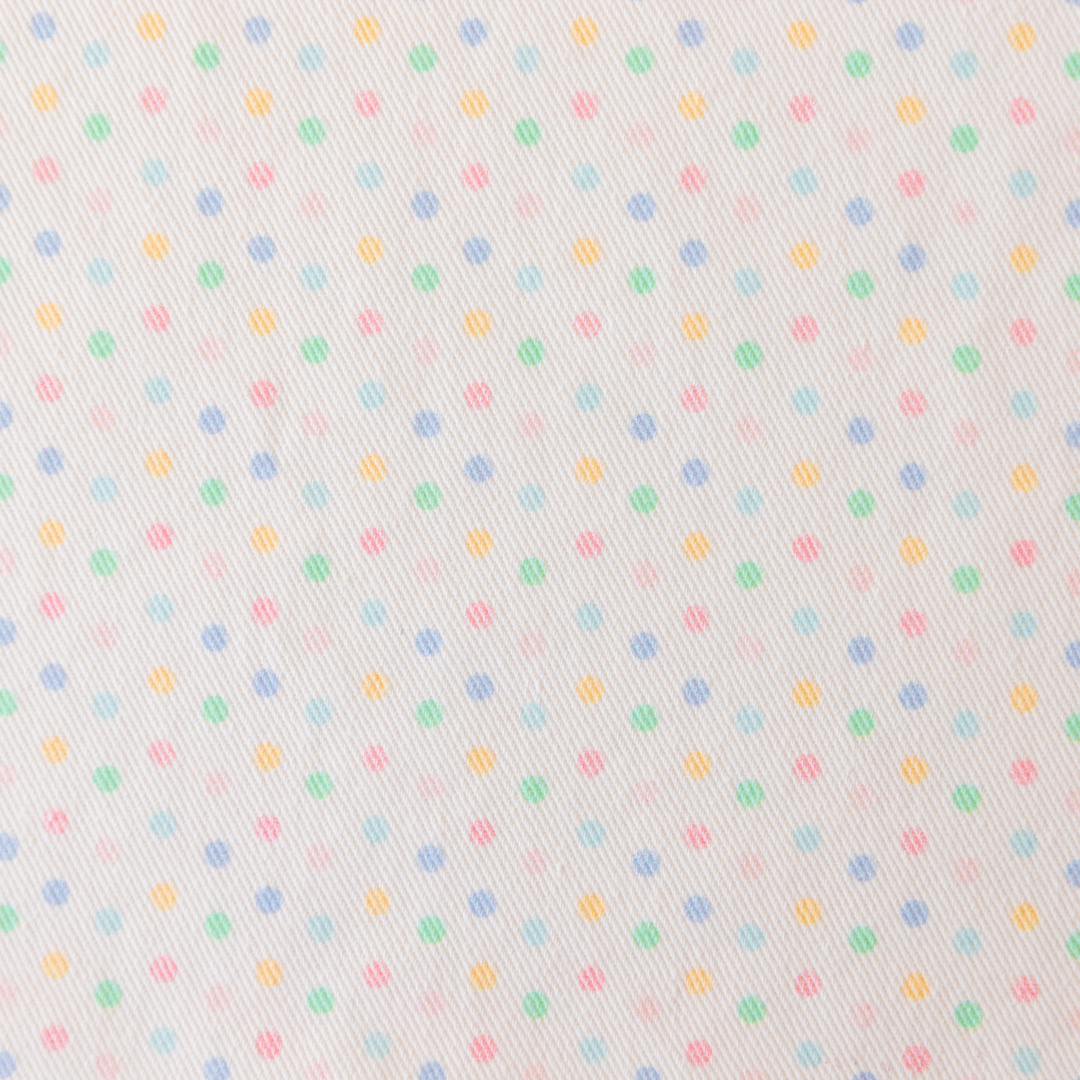 Pastel Polka Dot Cotton Twill Fabric | Long Twill Panel