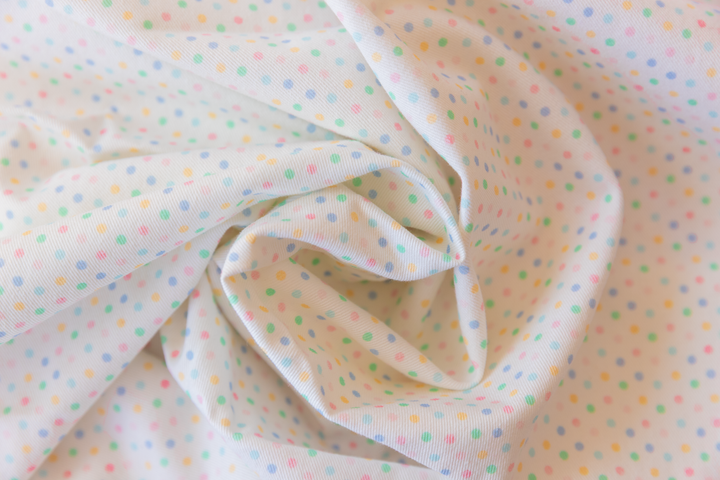Pastel Polka Dot Cotton Twill Fabric | Long Twill Panel