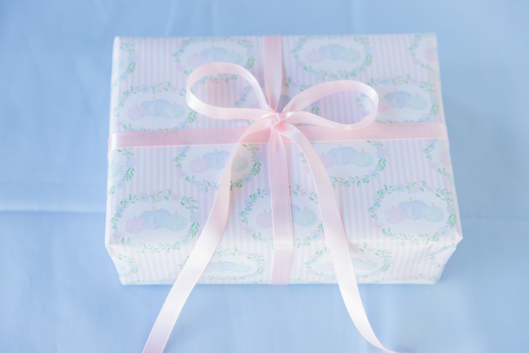 Floral Pastel Pumpkisns Wrapping Paper Roll — Pastel Gift Wrap