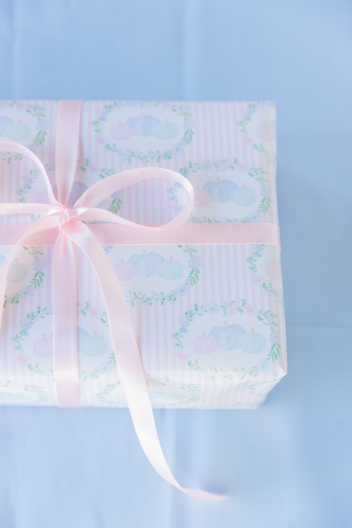 Floral Pastel Pumpkisns Wrapping Paper Roll — Pastel Gift Wrap