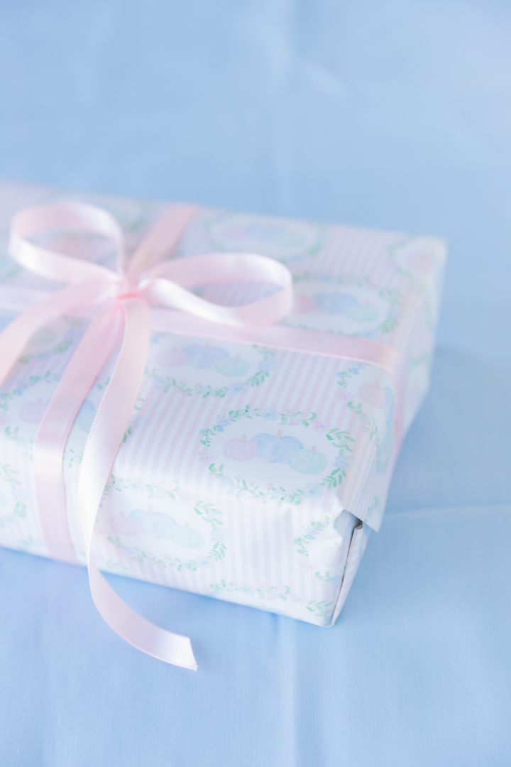 Floral Pastel Pumpkisns Wrapping Paper Roll — Pastel Gift Wrap